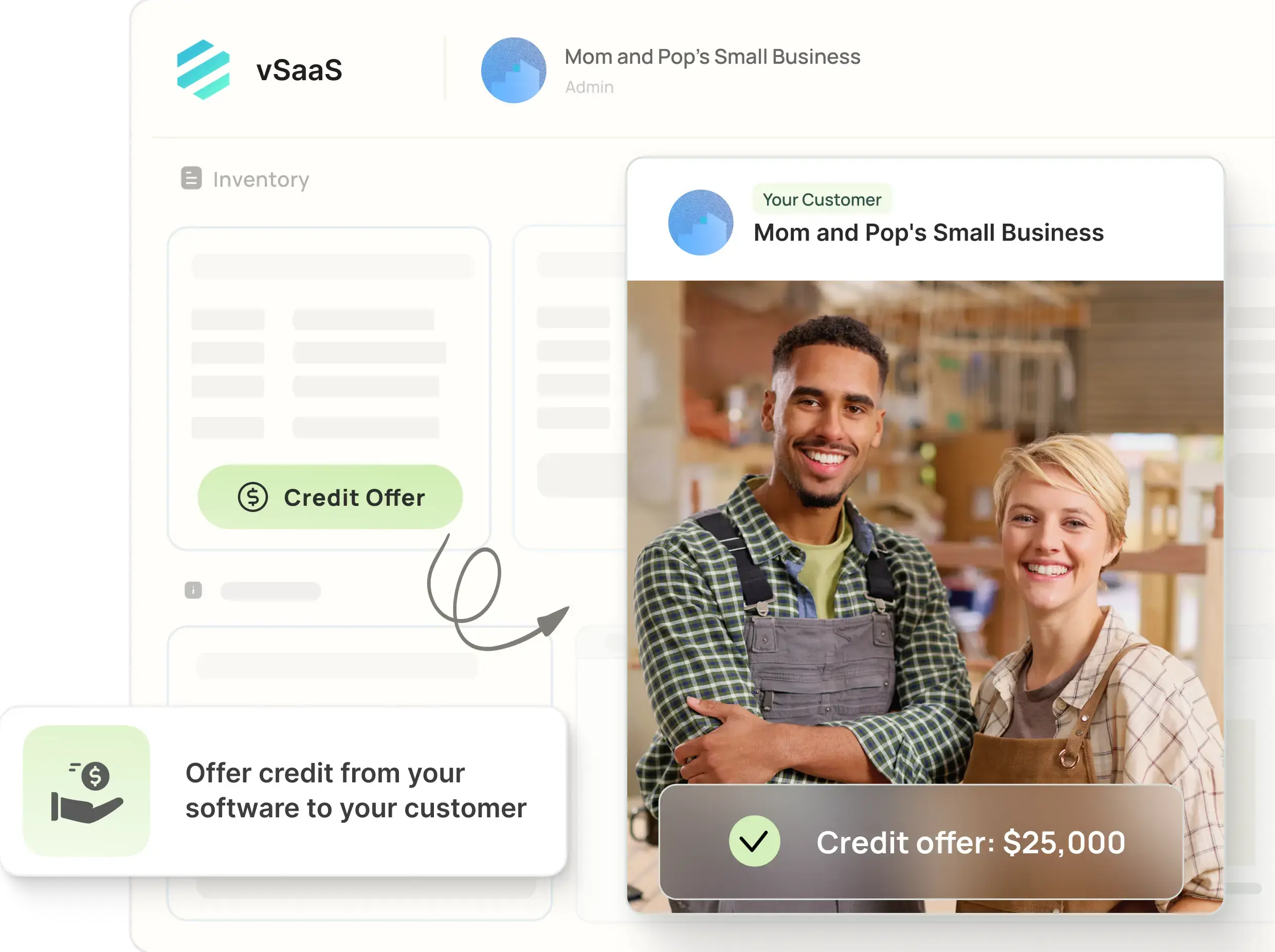 Banner image promoting contextual credit embedding for small business customers
